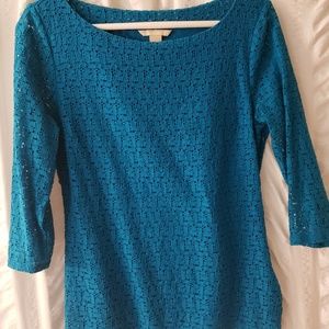 Teal Banana Republic Eyelet 3/4 Sleeve size 8